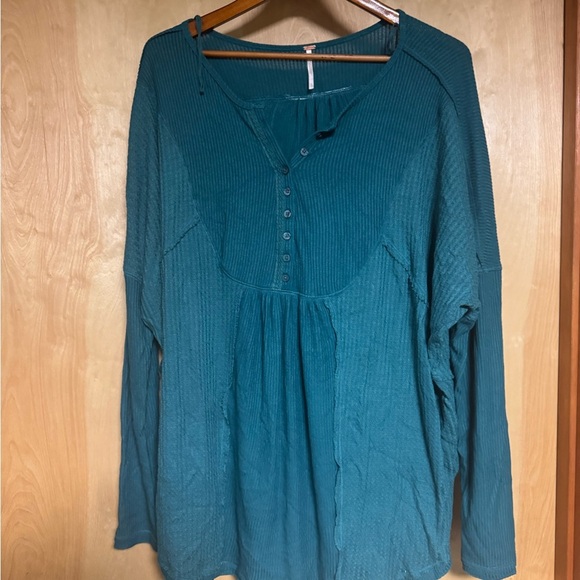 Free People Tops - Free People Blue Relaxed Buttoned Blouse
